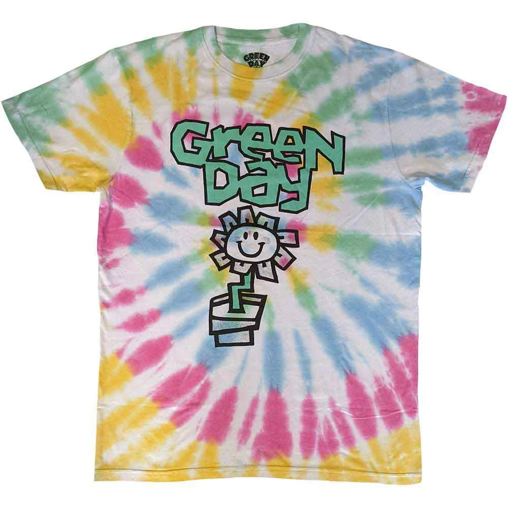 Green Day Unisex T-Shirt: Flower Pot (White) (Wash Collection)