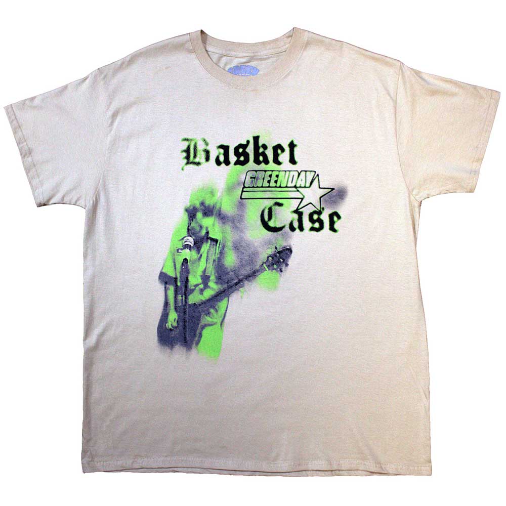 Green Day Unisex T-Shirt: Basket Case Mic Stand (Sand) 
