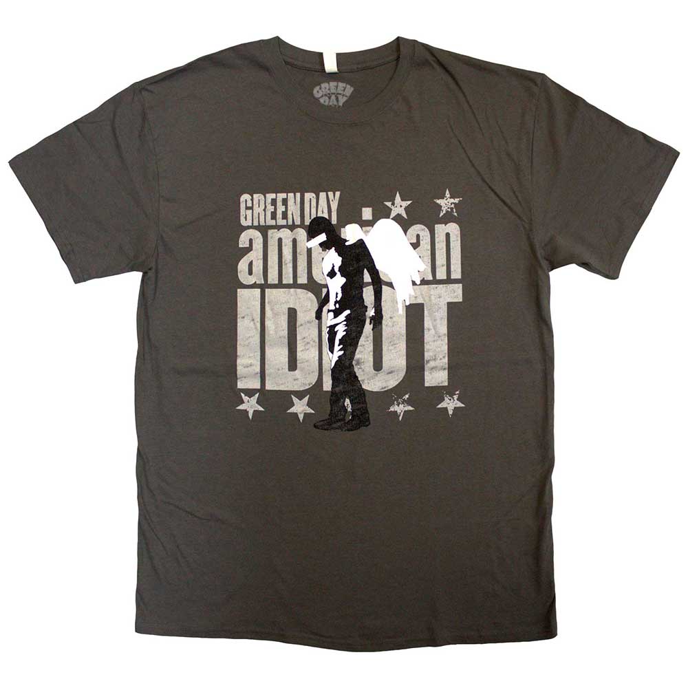 Green Day Unisex T-Shirt: Am Idiot Angel (Charcoal Grey) 