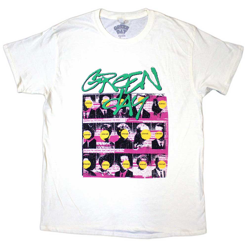 Green Day Unisex T-Shirt: Nimrod Mugshots (Natural) 