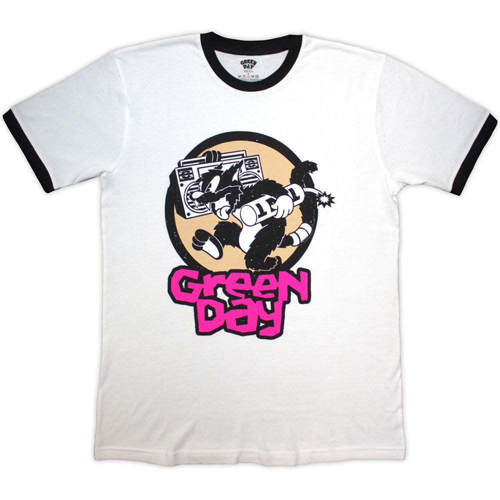 Green Day Unisex Ringer T-Shirt: Revolution TNT (White) 