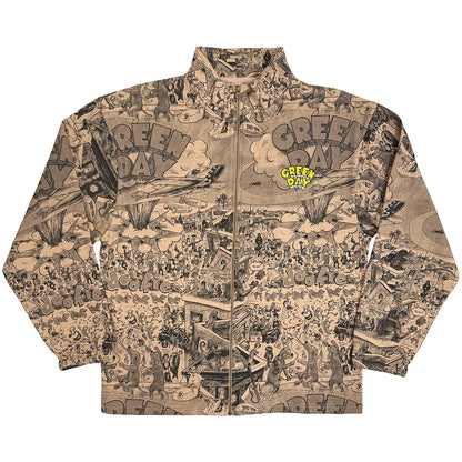 Green Day Unisex Zip Jacket: Dookie All Over Print (Brown) (Back Print)