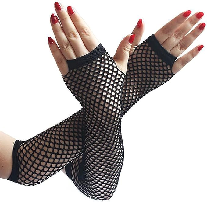 Long Fishnet Gloves (Black)