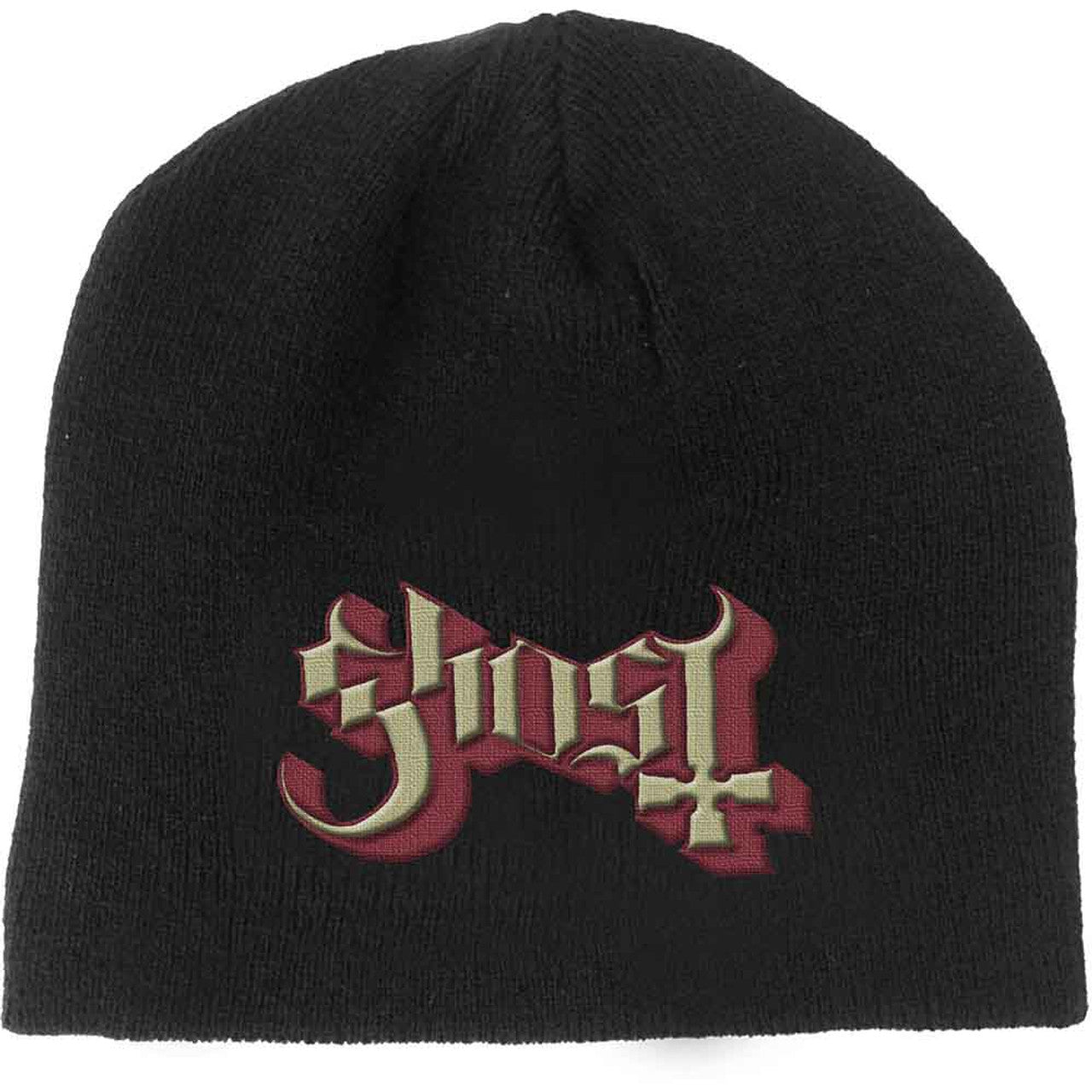 Ghost Unisex Beanie Hat: Logo Red &amp; Gold (Black)
