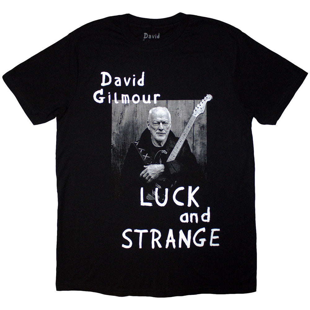 Pink Floyd David Gilmour Unisex T-Shirt: Luck &amp; Strange Portrait (Black) (Back Print &amp; Ex-Tour)