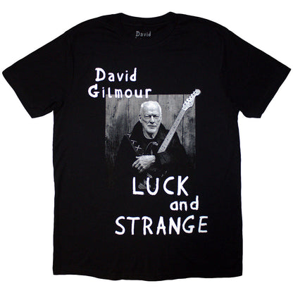 Pink Floyd David Gilmour Unisex T-Shirt: Luck &amp; Strange Portrait (Black) (Back Print &amp; Ex-Tour)