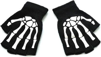 Short Fingerless Skeleton Gloves