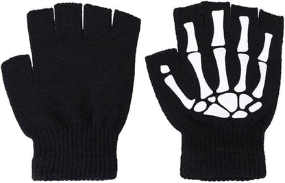 Short Fingerless Skeleton Gloves