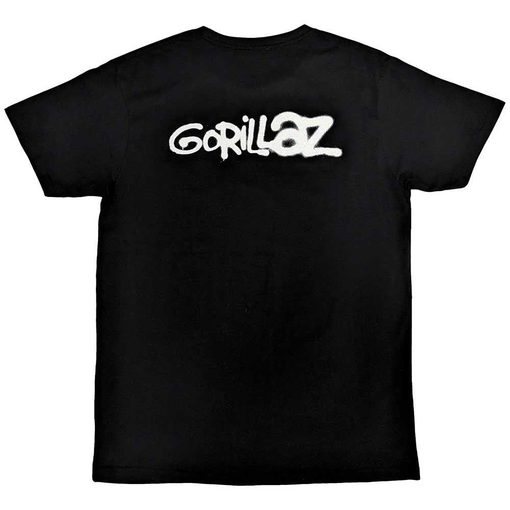 Gorillaz Unisex T-Shirt: George Spray (Black) (Back Print)