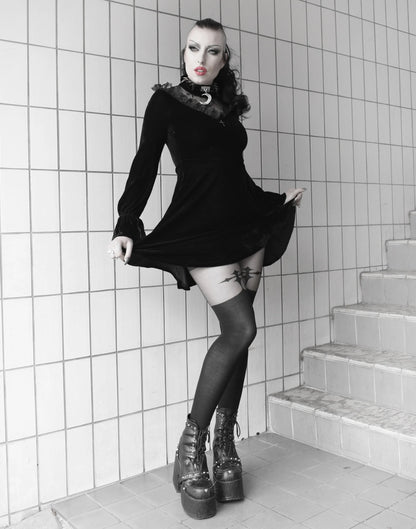 Goth Cross Suspender Tights (Black)