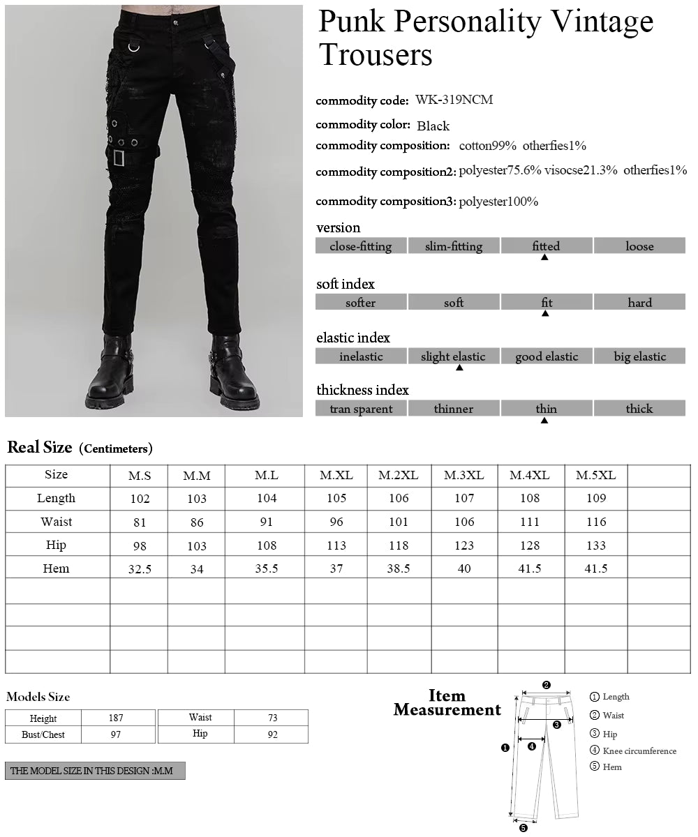 Personality broken mesh black skinny trousers (✦ Punk Rave) WK-319ncm