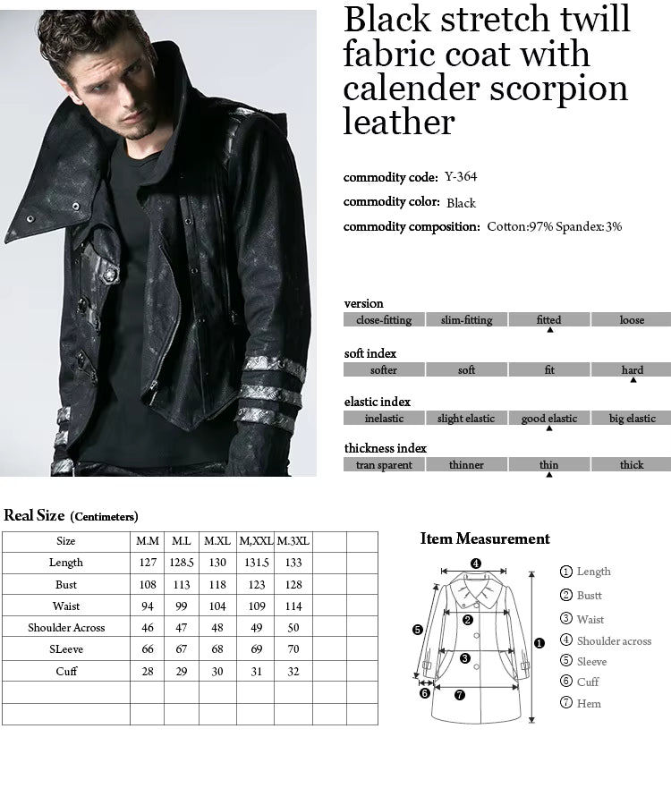 SOLD! Gothic Mens Long Winter Coat (✦ Punk Rave) Y-364 - ONE-OFF/Einzelstück - Size X-Large