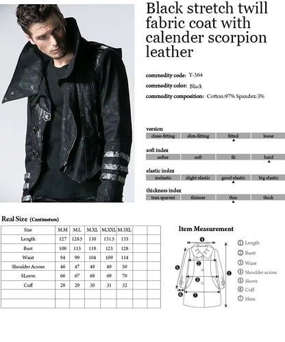 SOLD! Gothic Mens Long Winter Coat (✦ Punk Rave) Y-364 - ONE-OFF/Einzelstück - Size X-Large