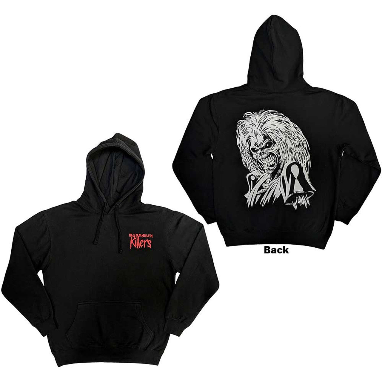 Iron Maiden Unisex Pullover Hoodie: Killers Eddie (Black) (Back Print) 