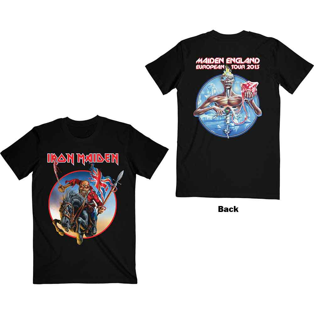Iron Maiden Unisex T-Shirt: Euro Tour (Black) (Back Print)