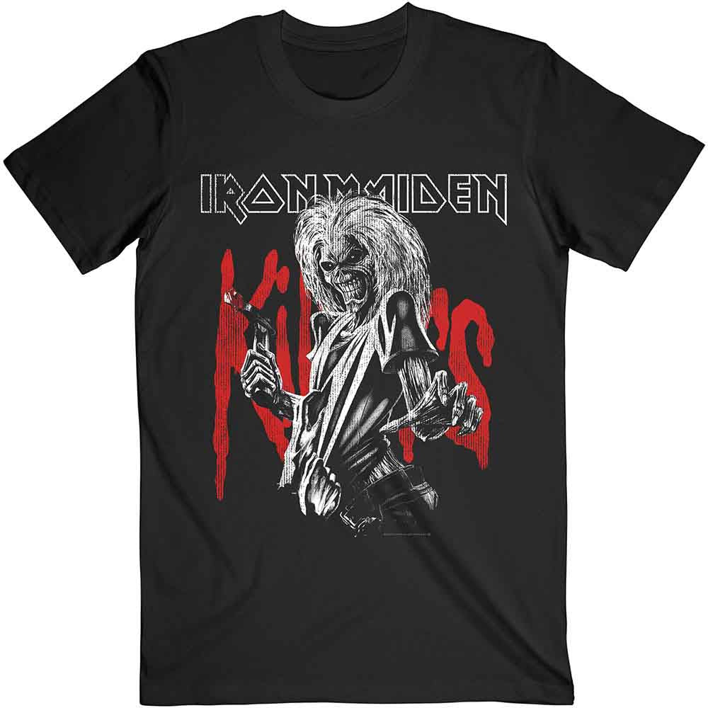 Iron Maiden Unisex T-Shirt: Killers Eddie Large Graphic Distress (Black)