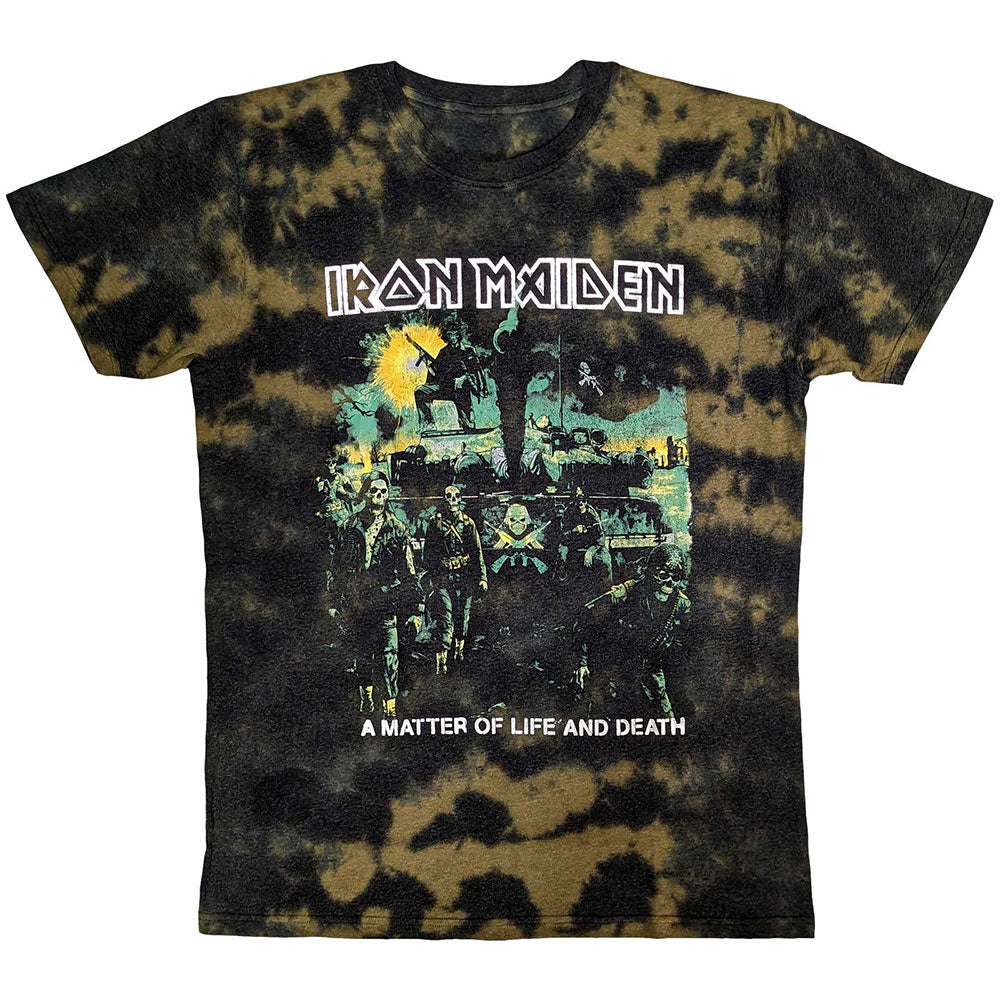 Iron Maiden Unisex T-Shirt: A Matter Of Life &amp; Death (Brown) (Wash Collection)