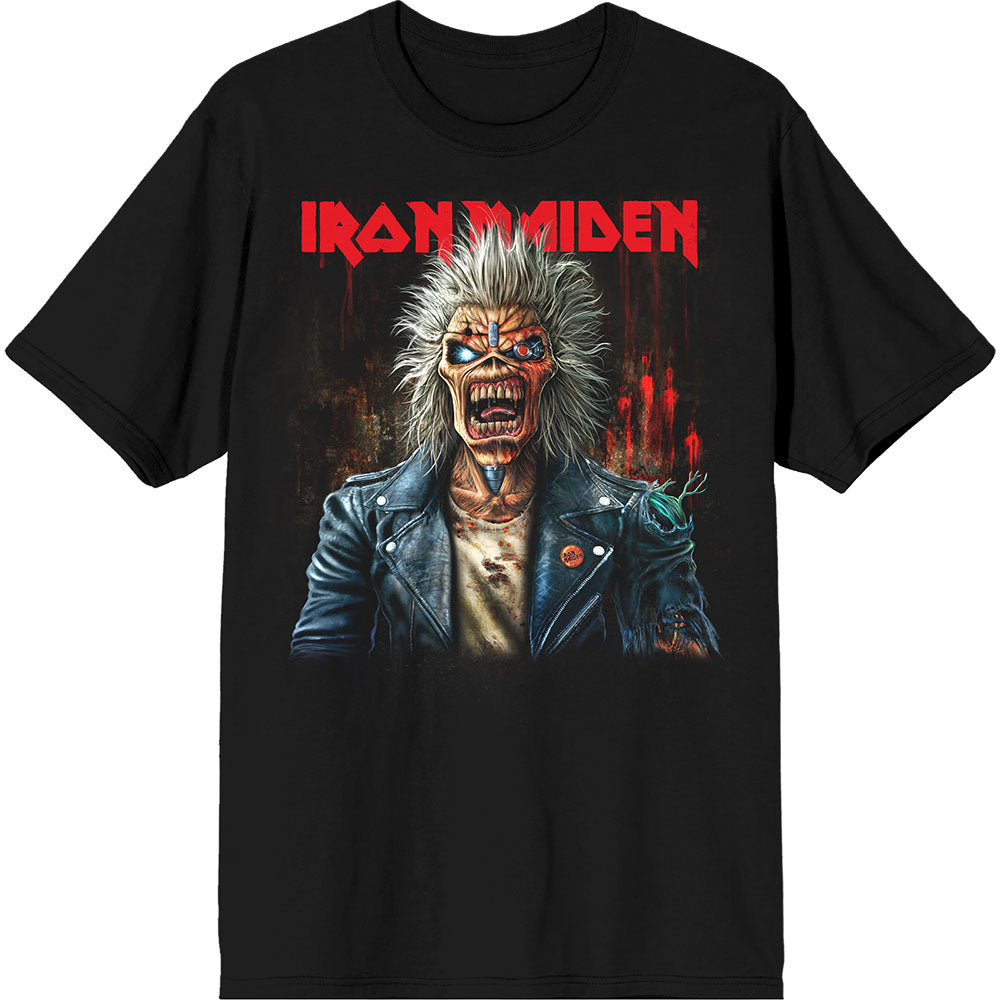 Iron Maiden Unisex T-Shirt: Est. 1975 Eddie Scream Portrait (Black) (Back Print) 