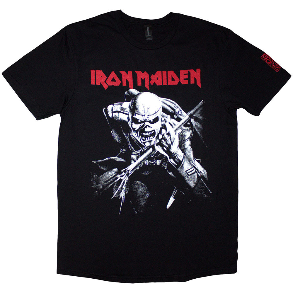 Iron Maiden Unisex T-Shirt: 50 Trooper Charge White (Black) (Sleeve Print)
