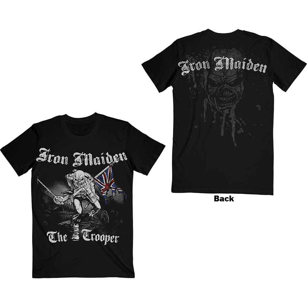 Iron Maiden Unisex T-Shirt: Sketched Trooper (Black) (Back Print)