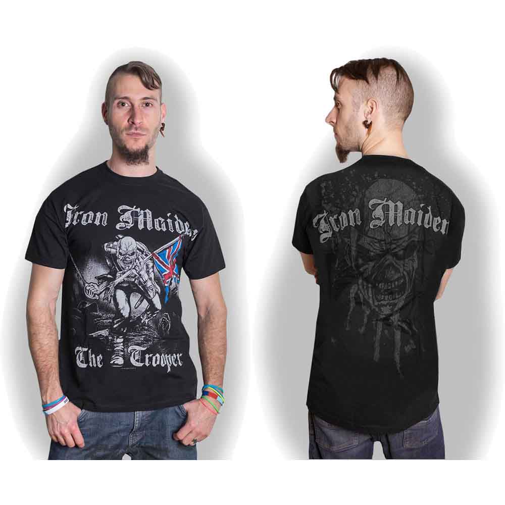 Iron Maiden Unisex T-Shirt: Sketched Trooper (Black) (Back Print)