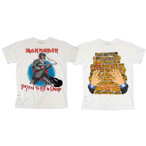 Iron Maiden Unisex T-Shirt: Chicago Mutants (White) (Back Print)