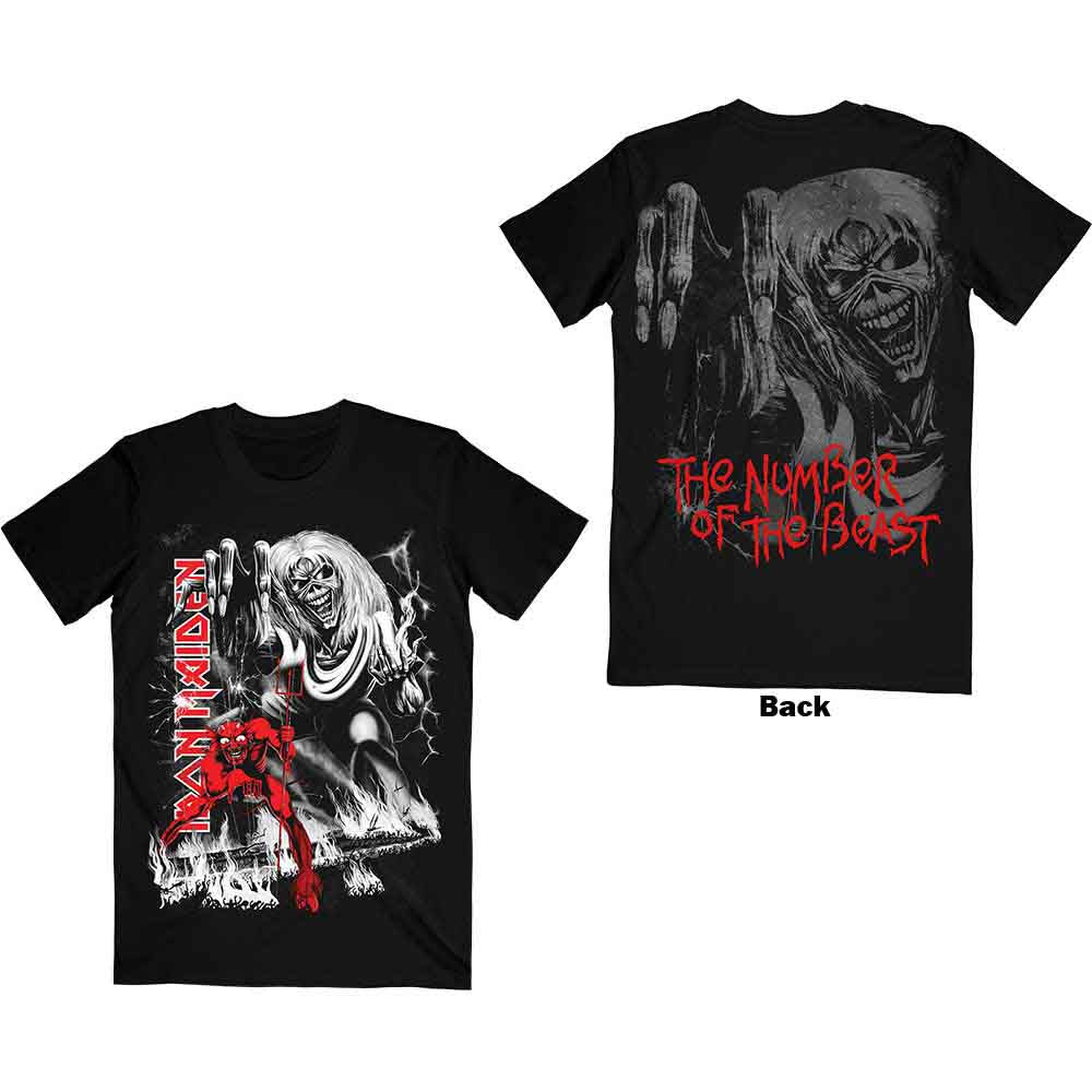 Iron Maiden Unisex T-Shirt: Number Of The Beast Jumbo (Black) (Back Print)