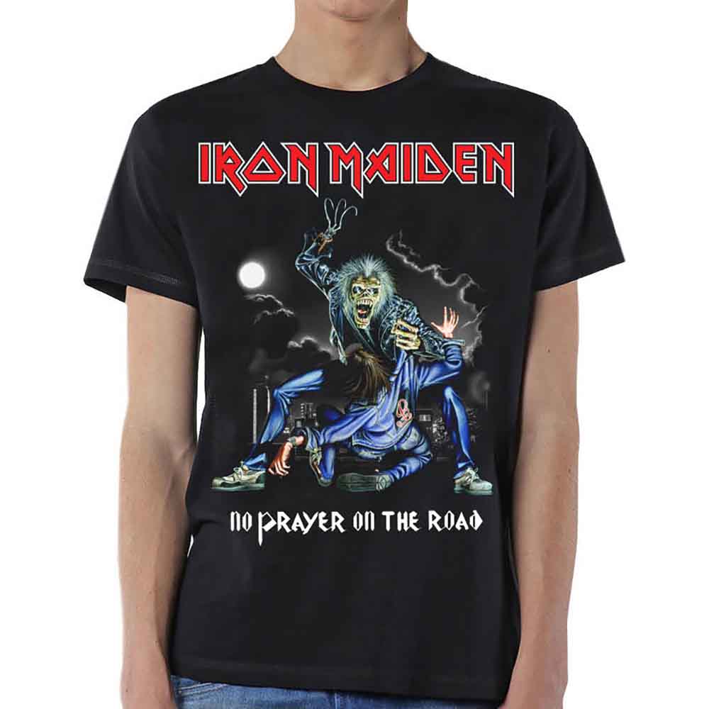 Iron Maiden Unisex T-Shirt: No Prayer On The Road (Black)