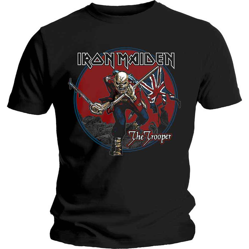 Iron Maiden Unisex T-Shirt: Trooper Red Sky (Black)