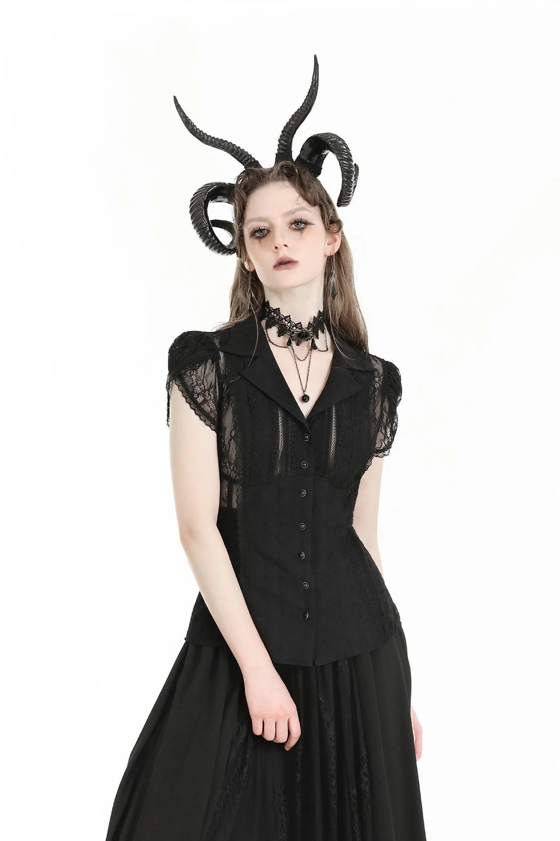 Gothic black sexy lace hollow out blouse (✦ Dark In Love)