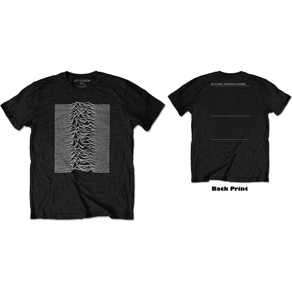 Joy Division Unisex T-Shirt: Unknown Pleasures (Black) (Back Print)