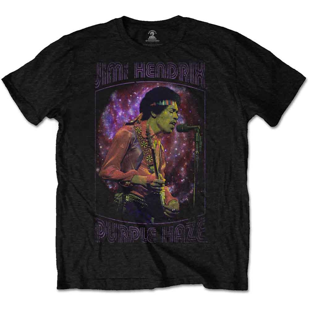 Jimi Hendrix Unisex T-Shirt: Purple Haze Frame (Black) 