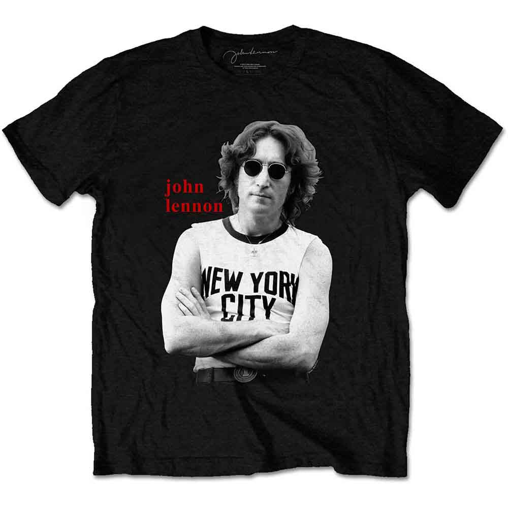 The Beatles – John Lennon Unisex T-Shirt: New York City Black &amp; White (Black)