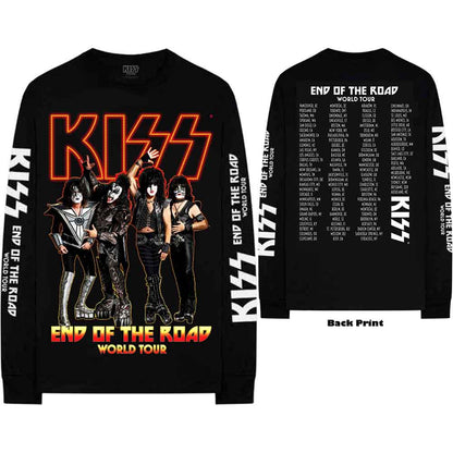 KISS Unisex Long Sleeve T-Shirt: End Of The Road Tour (Black) (Ex-Tour &amp; Back &amp; Sleeve Print)