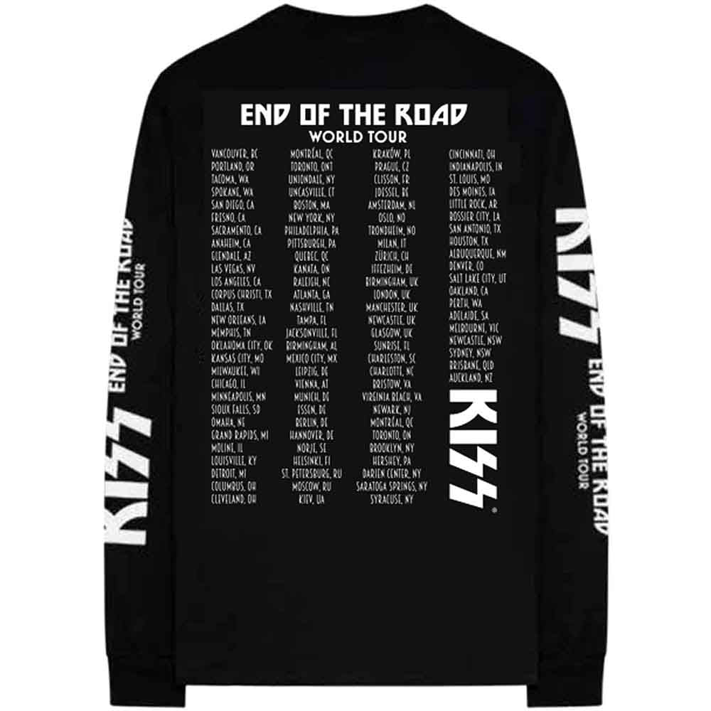 KISS Unisex Long Sleeve T-Shirt: End Of The Road Tour (Black) (Ex-Tour &amp; Back &amp; Sleeve Print)