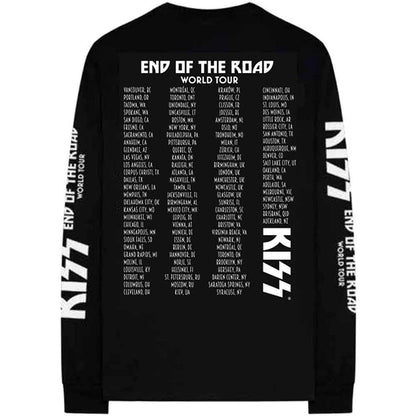 KISS Unisex Long Sleeve T-Shirt: End Of The Road Tour (Black) (Ex-Tour &amp; Back &amp; Sleeve Print)