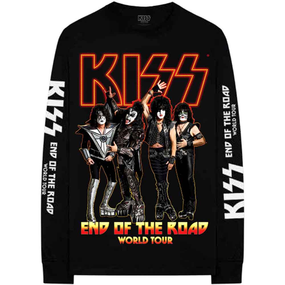 KISS Unisex Long Sleeve T-Shirt: End Of The Road Tour (Black) (Ex-Tour &amp; Back &amp; Sleeve Print)