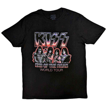 KISS Unisex T-Shirt: End Of The Road Tour Red (Black) (Back Print)