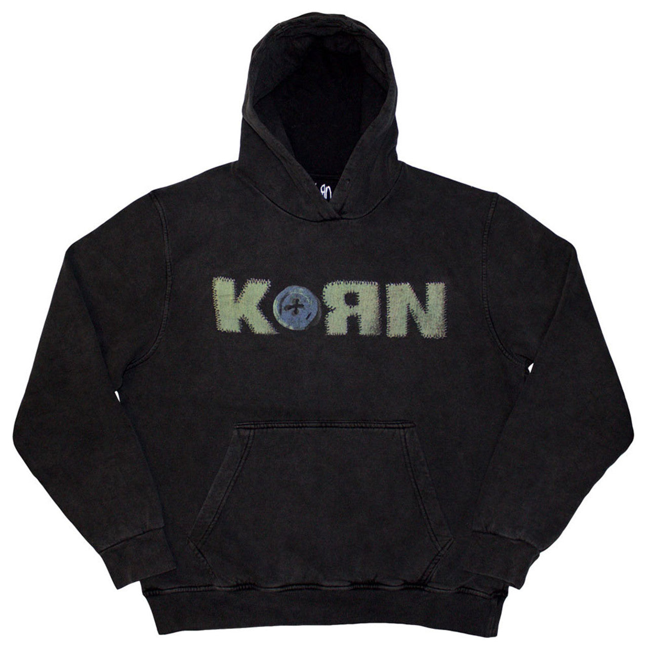 Korn Unisex Stone Wash Pullover Hoodie: Doll Issues (Charcoal Grey) (Back Print &amp; Wash Collection)