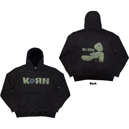Korn Unisex Stone Wash Pullover Hoodie: Doll Issues (Charcoal Grey) (Back Print &amp; Wash Collection)