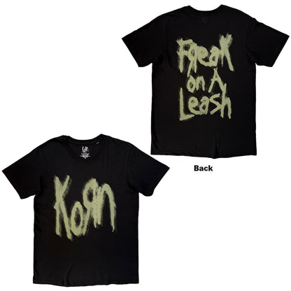 Korn Unisex T-Shirt: Freak On A Leash (Black) (Back Print)