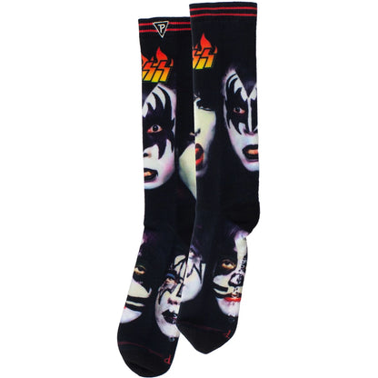 KISS Unisex Crew Socks: Faces Sublimation (Black) (UK Size 6.5 - 11)
