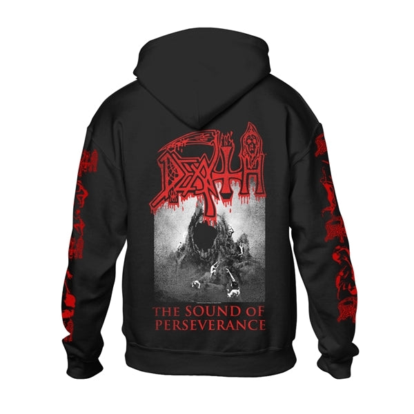 Death Unisex Pullover Hoodie: The Sound Of Perseverance (Black) (Back Print)