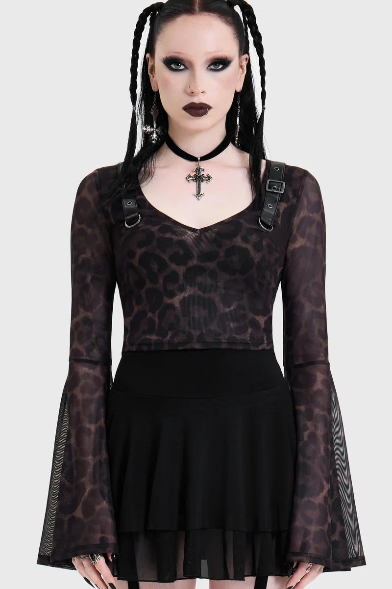 Leopard Flared Sleeve Top(✦ Killstar)
