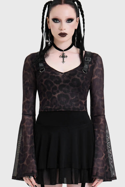 Leopard Flared Sleeve Top(✦ Killstar)