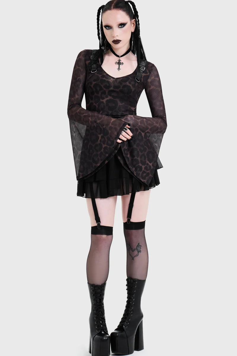 Leopard Flared Sleeve Top(✦ Killstar)