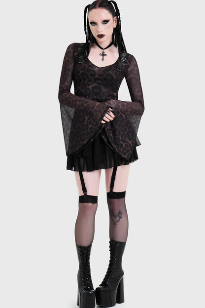 Leopard Flared Sleeve Top(✦ Killstar)