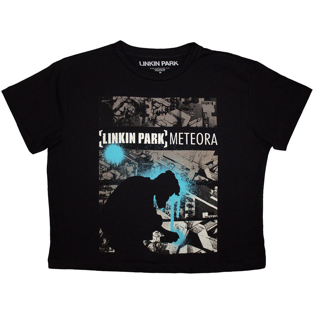 Linkin Park Ladies Crop Top: Meteora Drip Collage (Black) 