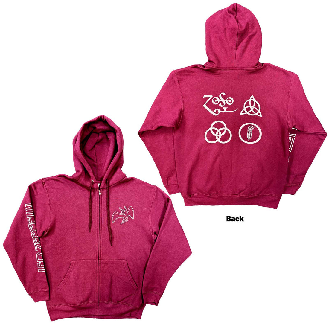 Hoodie: Symbols (Maroon Red) (Back Print)