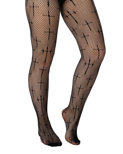 Latin Cross Net Tights (Black)